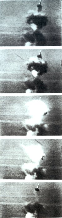 Time-lapse image sequence running from bottom to top of the flight of "Hot Rod"