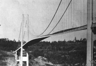 The twisted Tacoma Narrows Bridge