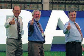 Left-to-Right: Joe Chomko (Vice President), Robert D. Hunt (Inventor), and Gene Cox (President)